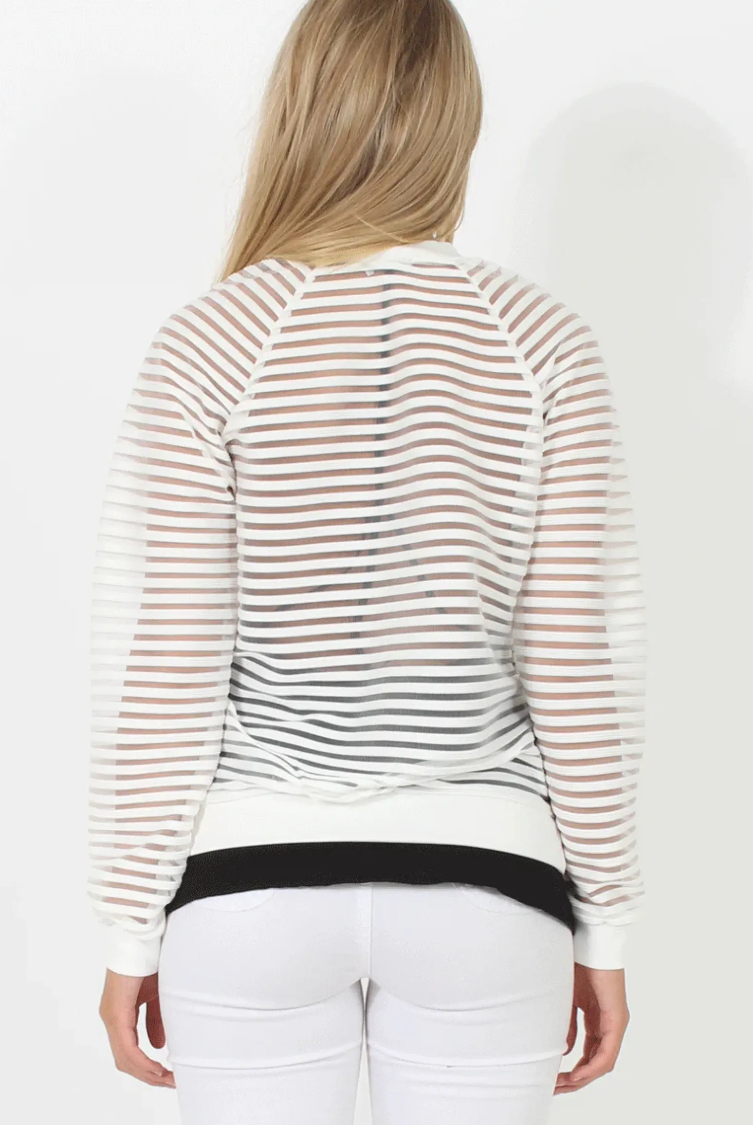 Rebellious Fashion White Semi Sheer Bomber Jacket - Chante