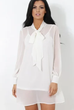Rebellious Fashion White Shift Dress-Whitley