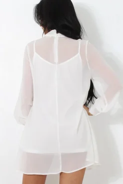 Rebellious Fashion White Shift Dress-Whitley