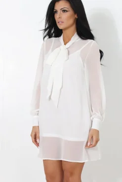 Rebellious Fashion White Shift Dress-Whitley
