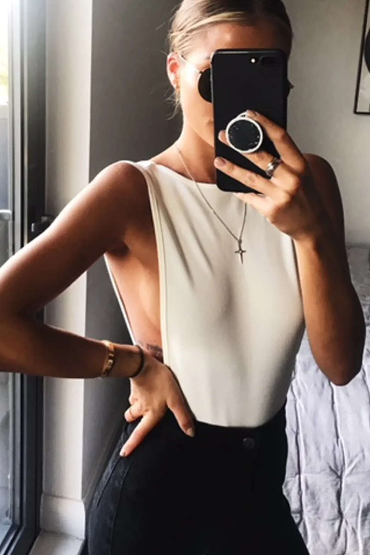 Rebellious Fashion White Side Boob Bodysuit - Adrionna