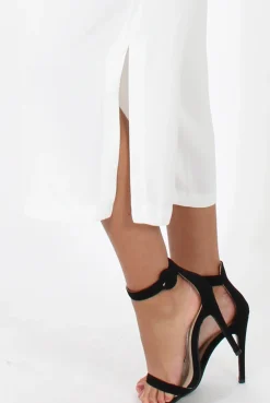 Rebellious Fashion White Side Slit Culottes - Odette