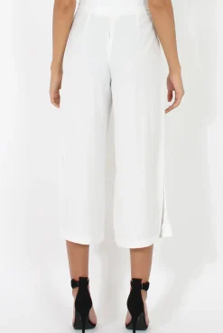 Rebellious Fashion White Side Slit Culottes - Odette