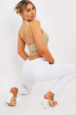 Rebellious Fashion White Skinny Stretch Denim Jeans - Maeva