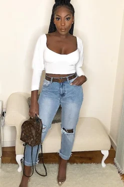 Rebellious Fashion White Slinky Off Shoulder Crop Top - Danni