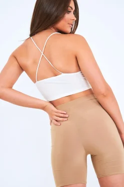 Rebellious Fashion White Slinky Plunge Bralet - Bobbi