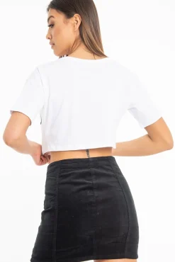 Rebellious Fashion White Slogan Printed Crop Top - Daryn