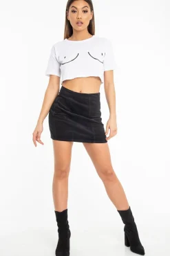 Rebellious Fashion White Slogan Printed Crop Top - Daryn