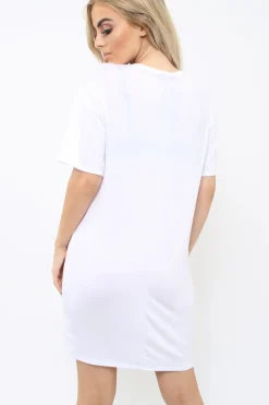 Rebellious Fashion White Stripe Front T Shirt Dress - Kamden