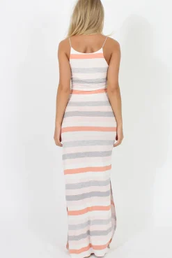 Rebellious Fashion White Stripe Maxi Dress - Maia
