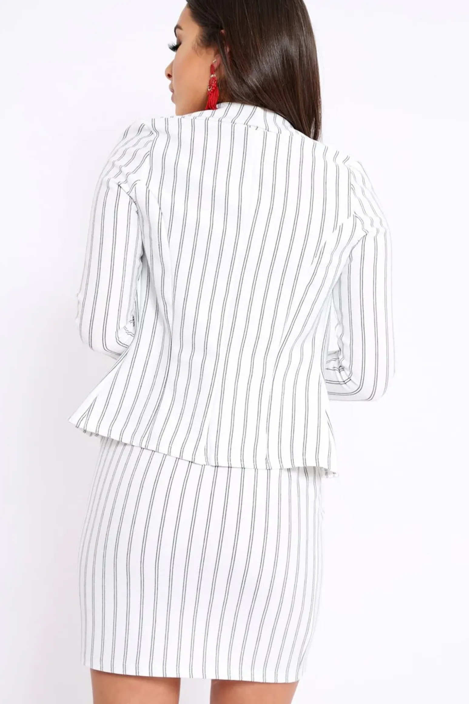 Rebellious Fashion White Stripe Paper Bag Skirt - Tabbie