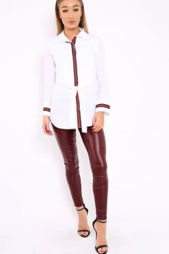 Rebellious Fashion White Stripe Shirt Dress - Idella