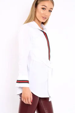 Rebellious Fashion White Stripe Shirt Dress - Idella