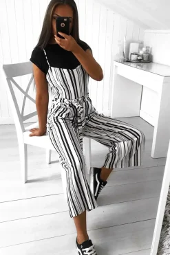 Rebellious Fashion White Stripe Tie Waist Jumpsuit - Jakai