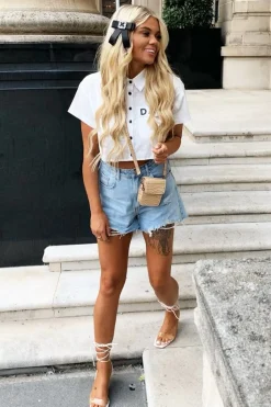 Rebellious Fashion White Sunday Slogan Cropped Shirt - Blaike