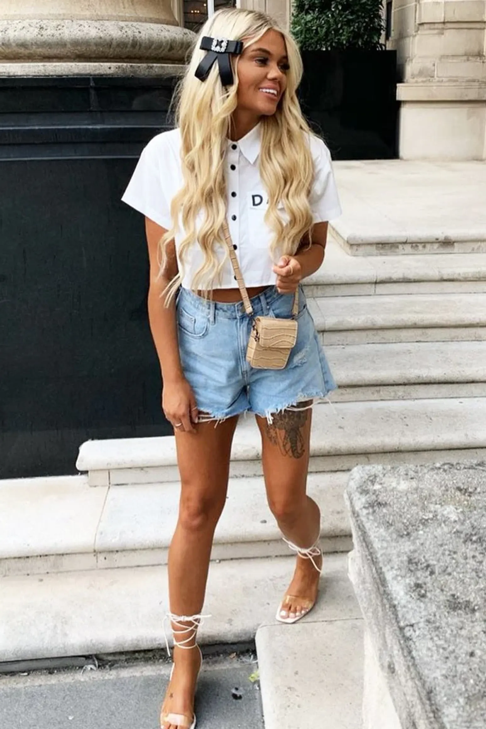 Rebellious Fashion White Sunday Slogan Cropped Shirt - Blaike
