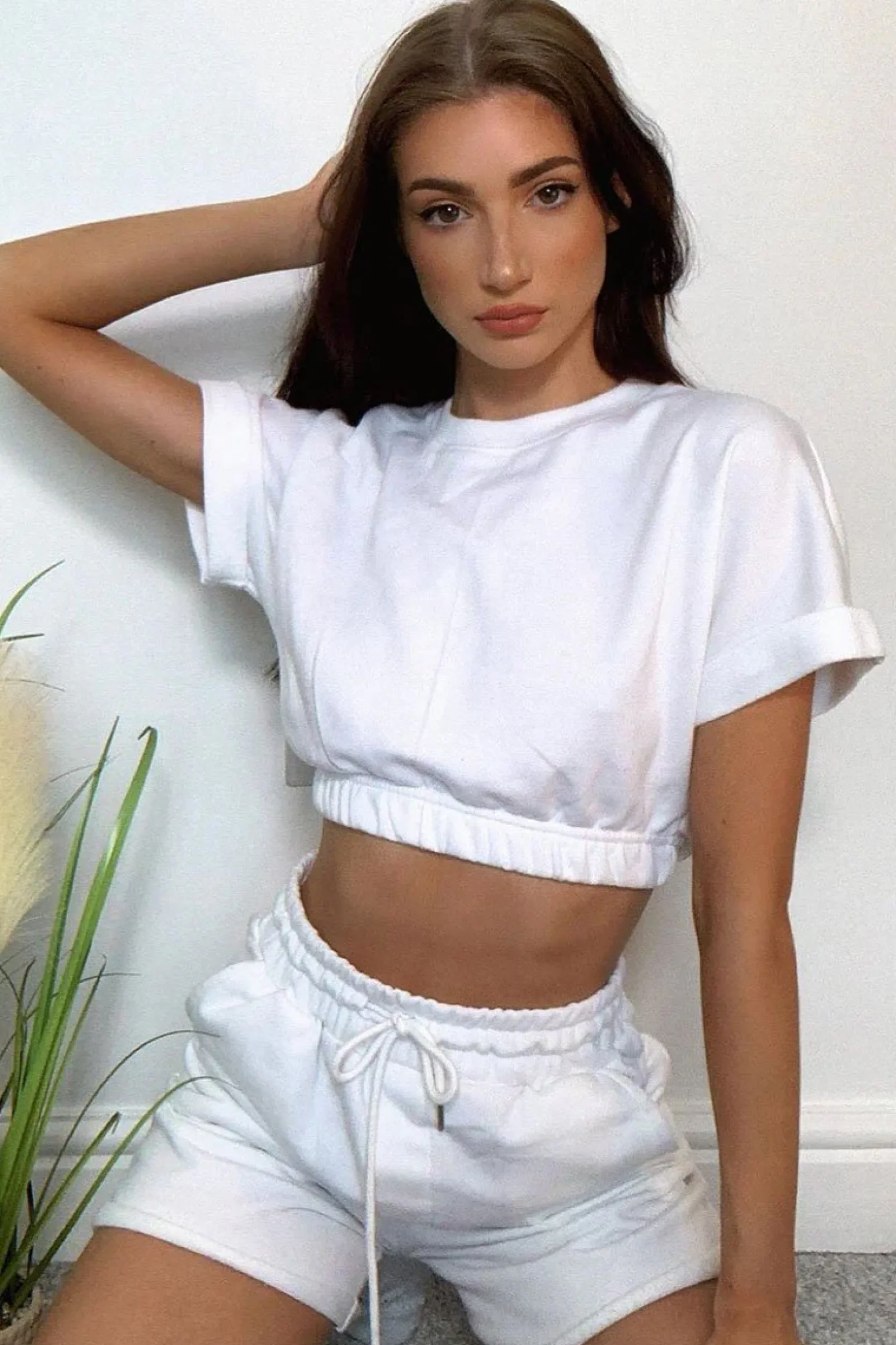 Rebellious Fashion White Sweat Top Shorts Loungewear Co-ord - Indee