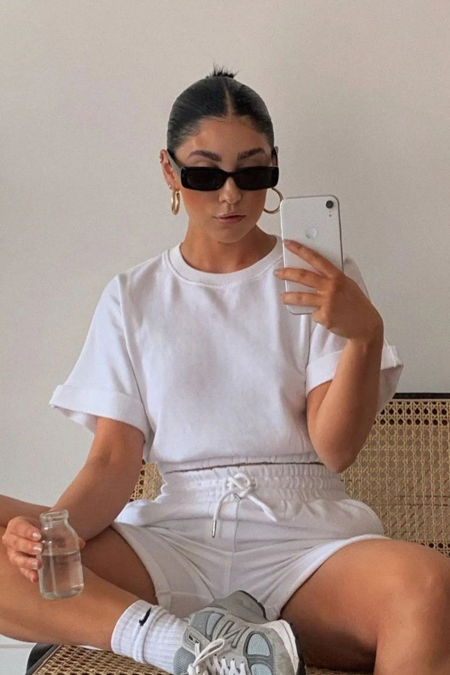Rebellious Fashion White Sweat Top Shorts Loungewear Co-ord - Indee