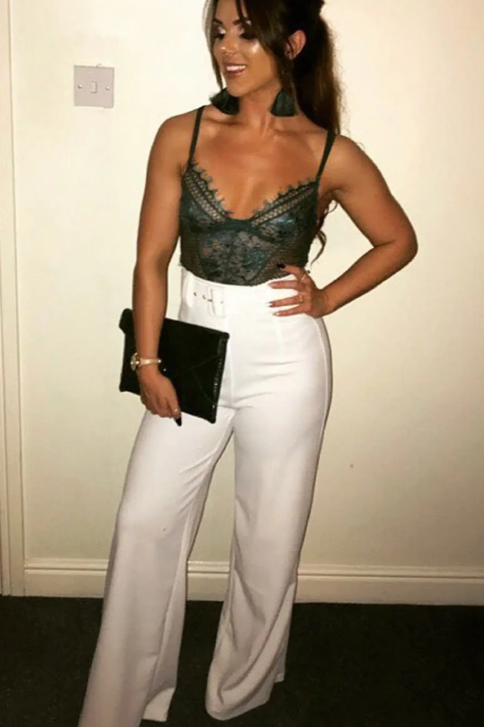 Rebellious Fashion White Tailored Wide Leg Belted Trousers - Chenelle