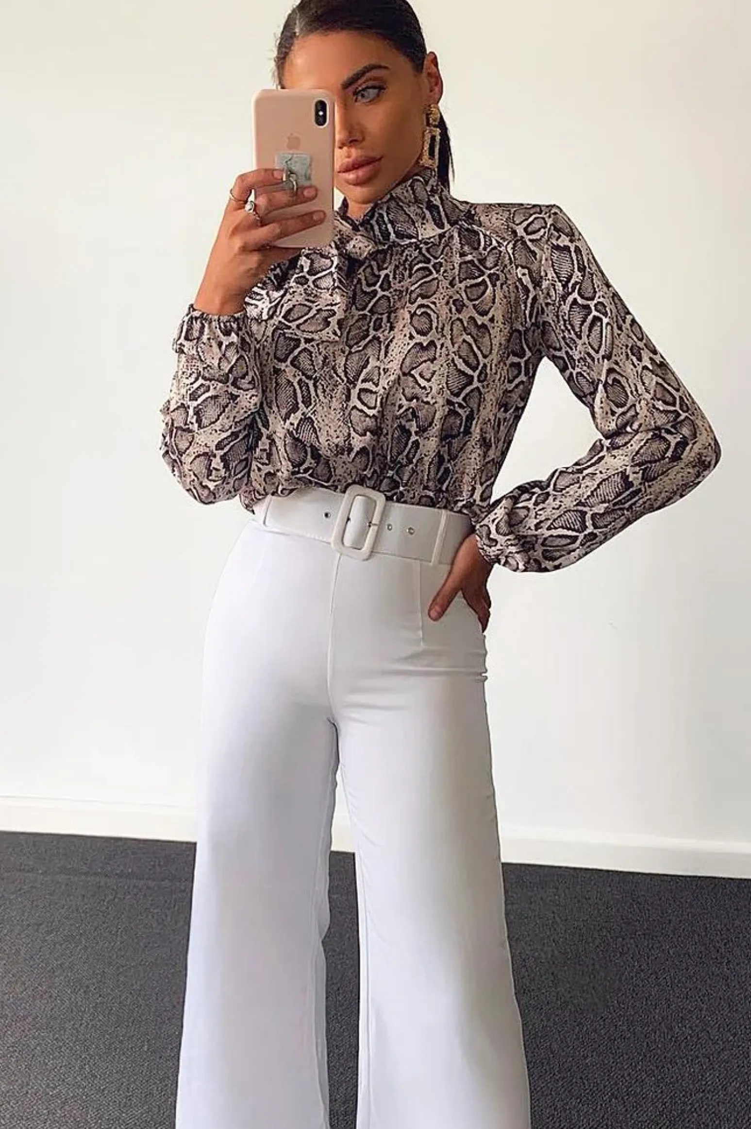Rebellious Fashion White Tailored Wide Leg Belted Trousers - Chenelle