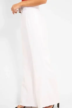 Rebellious Fashion White Tailored Wide Leg Belted Trousers - Chenelle