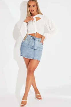 Rebellious Fashion White Tie Bow Crop Top - Izzie