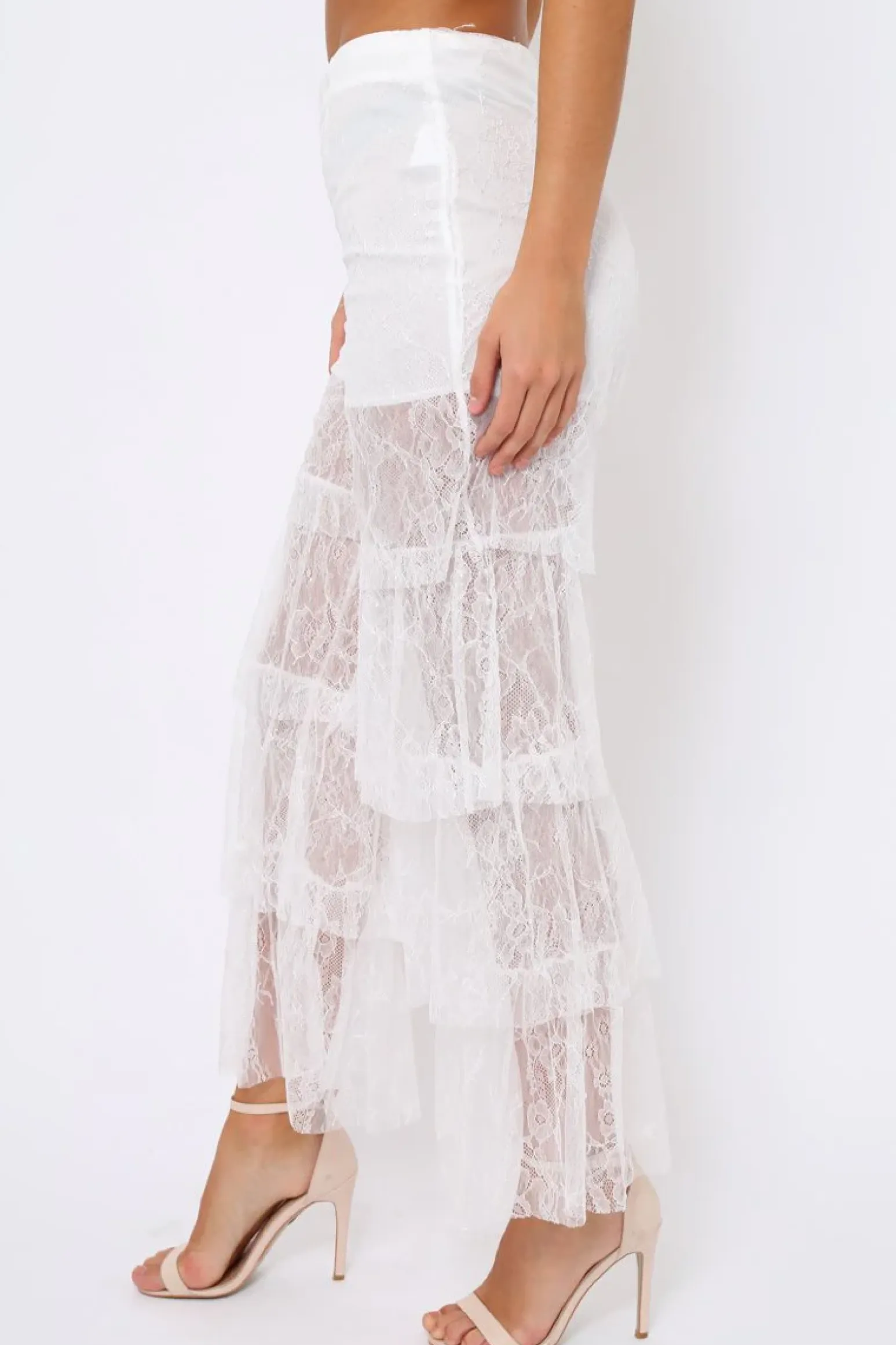 Rebellious Fashion White Tiered Frill Lace Pants - Frida