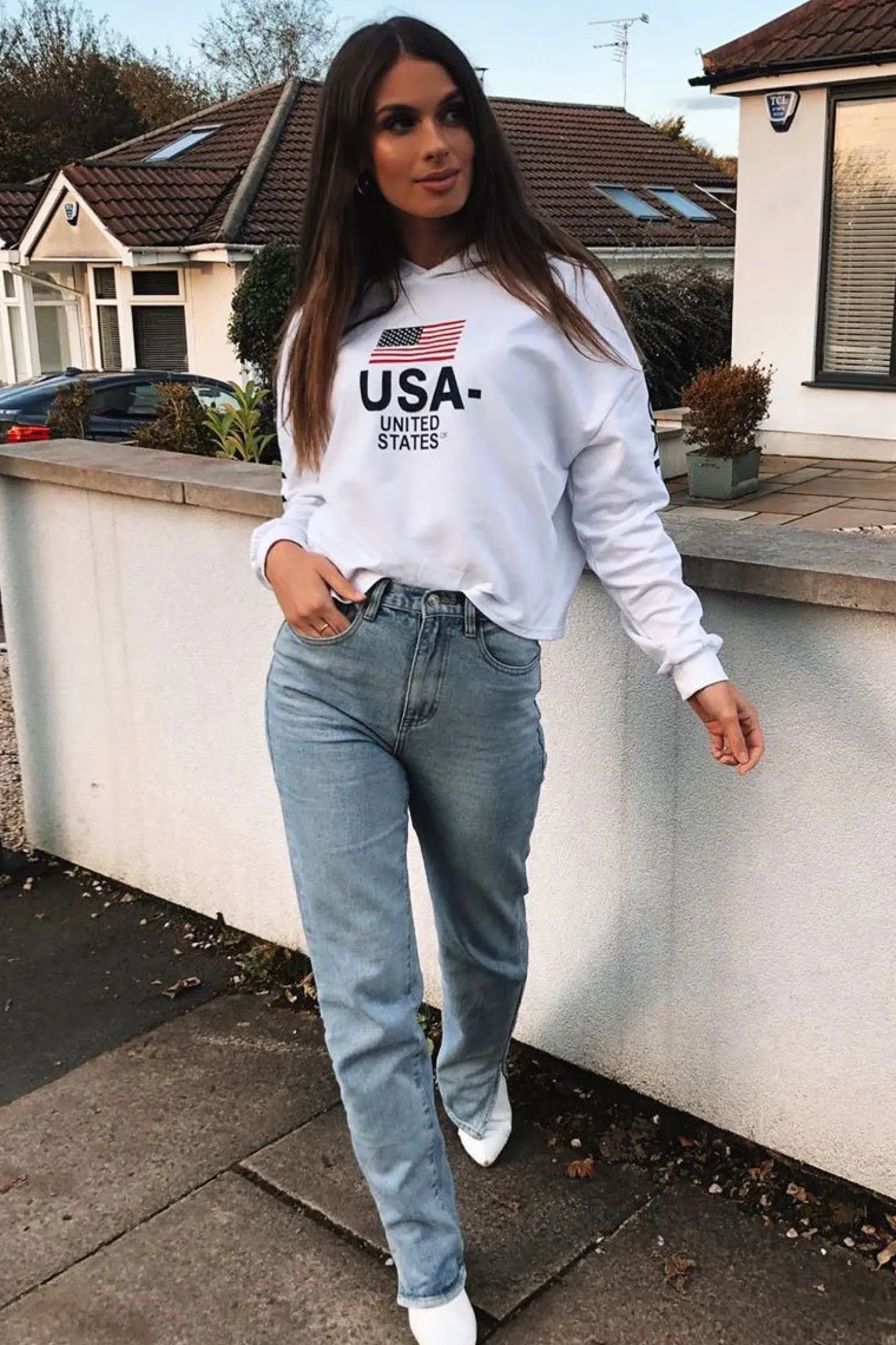 Rebellious Fashion White U.S.A Graphic Printed Hoodie - Jamyla