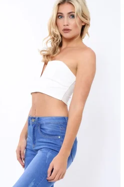 Rebellious Fashion White V Front Boob Tube - Amalina