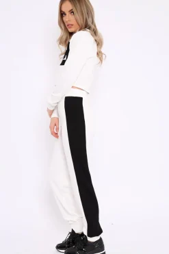 Rebellious Fashion White Vogue Slogan Tracksuit - Neyla