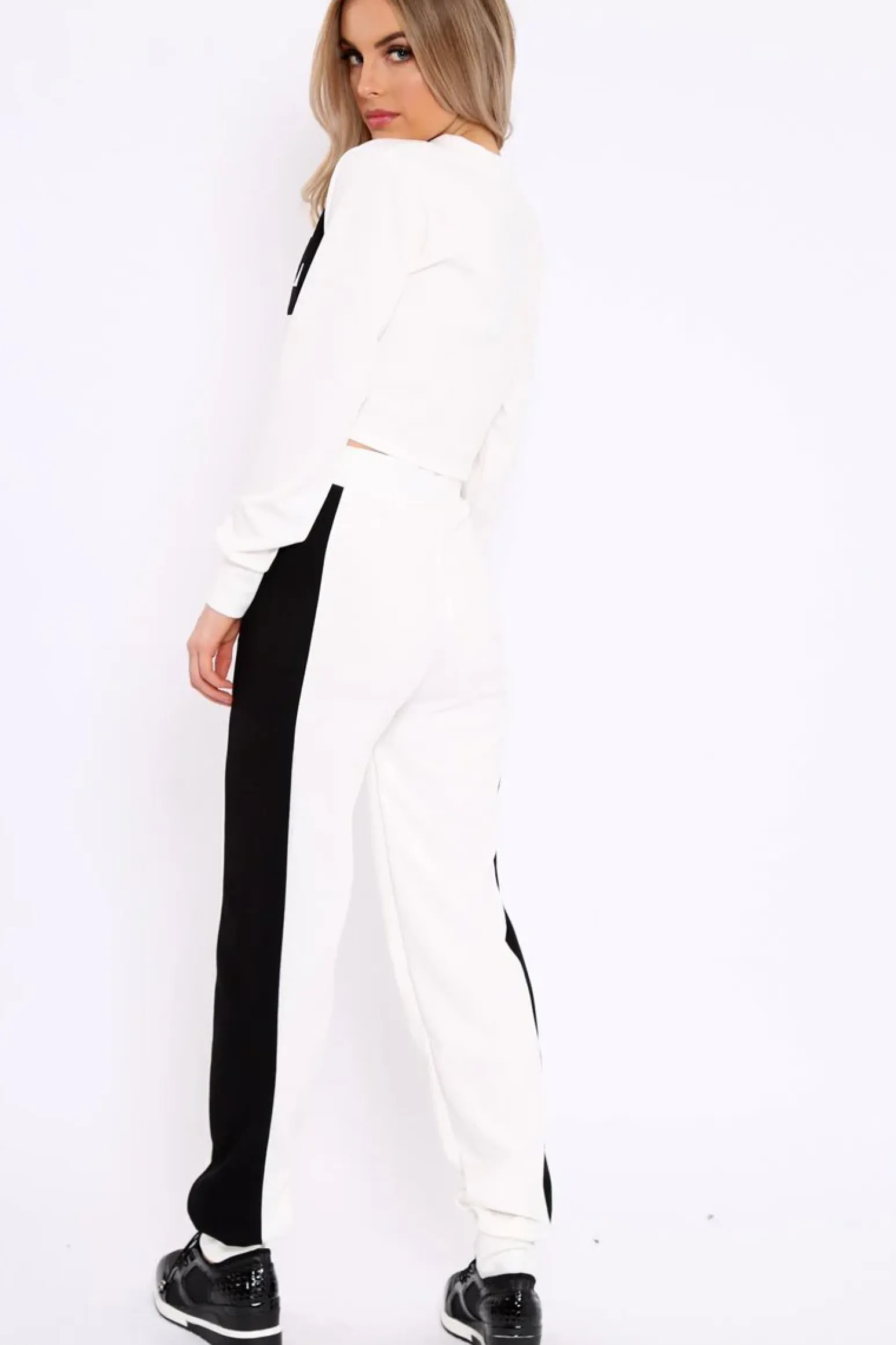 Rebellious Fashion White Vogue Slogan Tracksuit - Neyla
