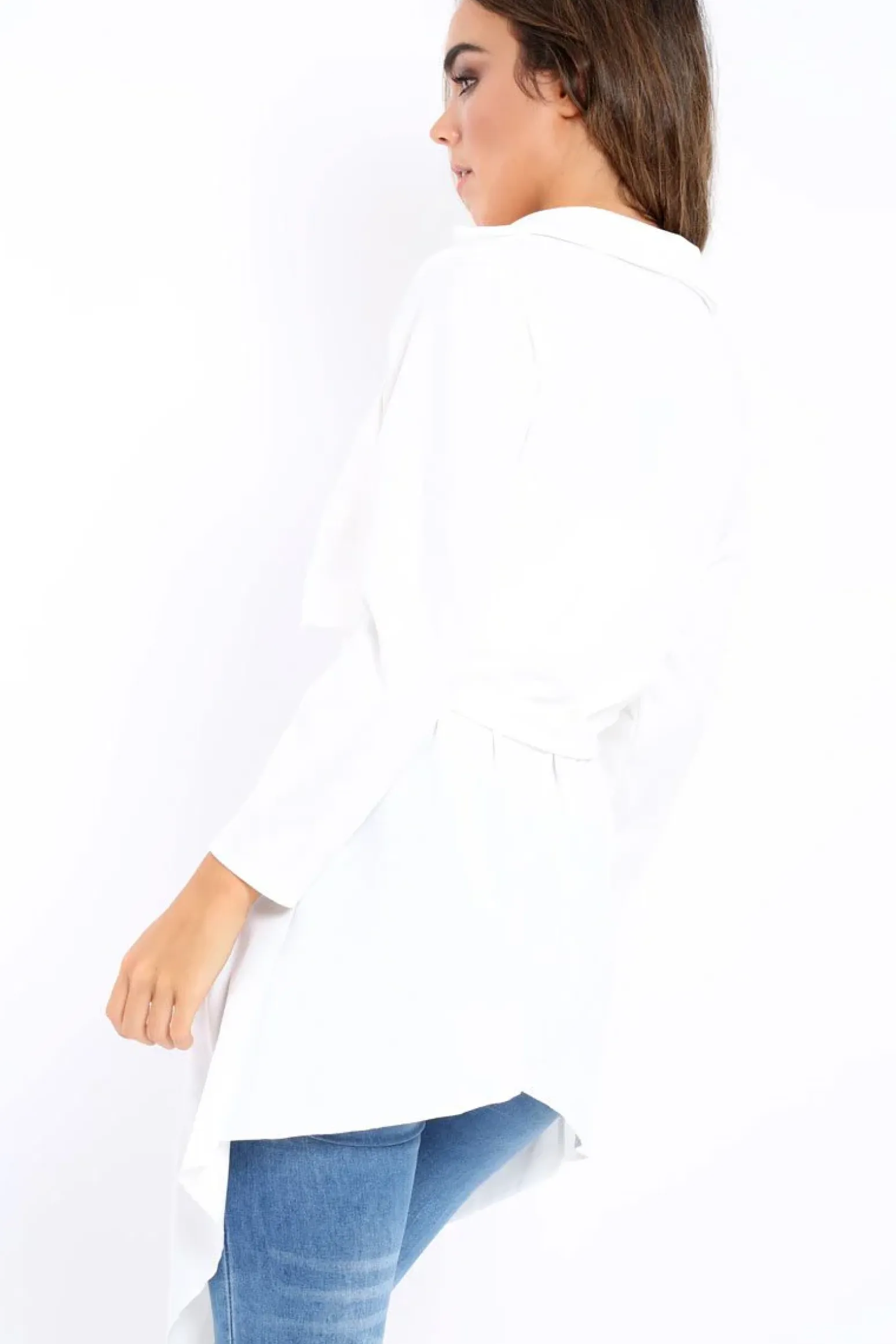 Rebellious Fashion White Waterfall Frill Jacket - Bexley
