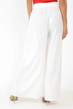 Rebellious Fashion White Wide Leg Belted Split Front Trousers - Aamira