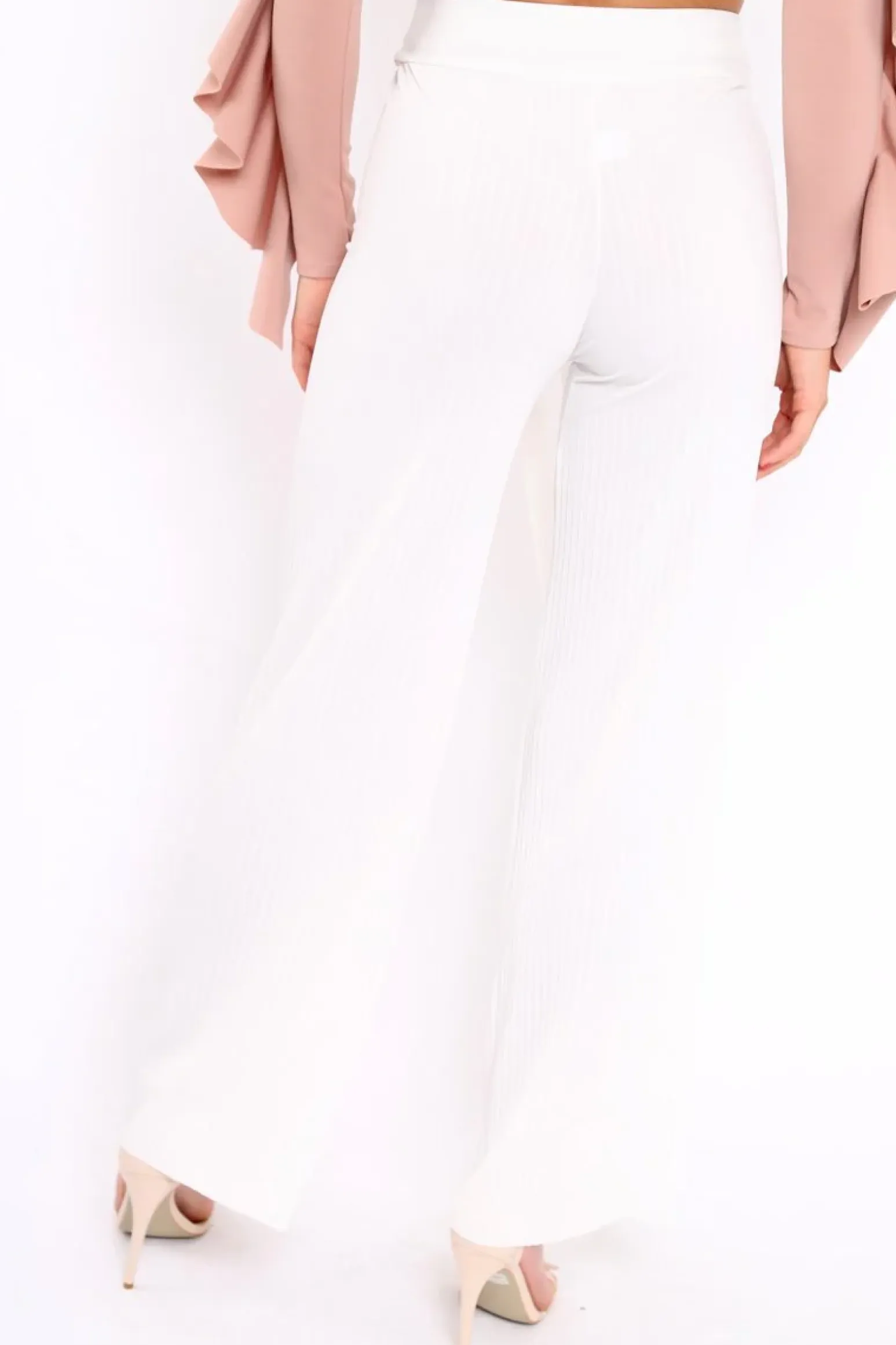 Rebellious Fashion White Wide Legged Pleated Trousers - Chantel