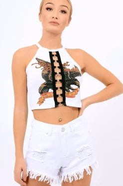 Rebellious Fashion White Wild Child Cropped Tee - Rumi