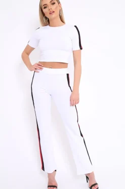 Rebellious Fashion White with Red and Black Side Stripe Co-ord - Farris