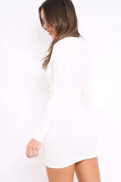 Rebellious Fashion White Wrap Front Button Detail Blazer Dress - Kendra