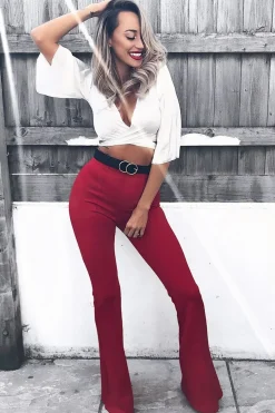 Rebellious Fashion White Wrap Tie Crop Blouse - Kay