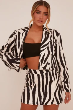 Rebellious Fashion White Zebra Print Skort - Talia