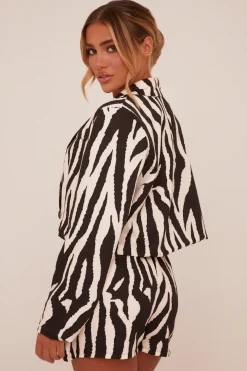 Rebellious Fashion White Zebra Print Skort - Talia
