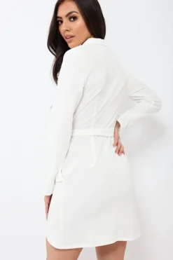Rebellious Fashion White Zip Front Blazer - Isla