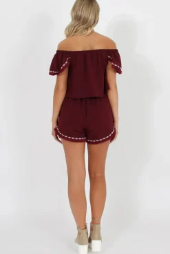 Rebellious Fashion Wine Bardot Two Piece - Jessica