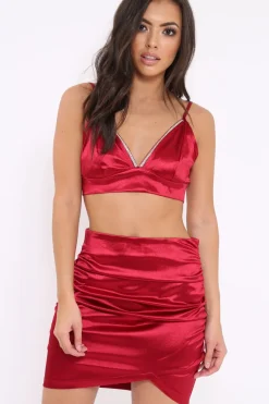 Rebellious Fashion Wine Crop top and Skirt Co-ord - Jazmina