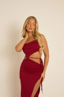 Rebellious Fashion Wine Cut Out Maxi Dress - Sunny