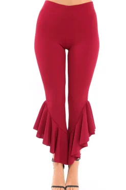 Rebellious Fashion Wine Frill Hem Trousers - Ashlie