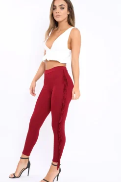 Rebellious Fashion Wine Fringe Leggings - Rosaleen