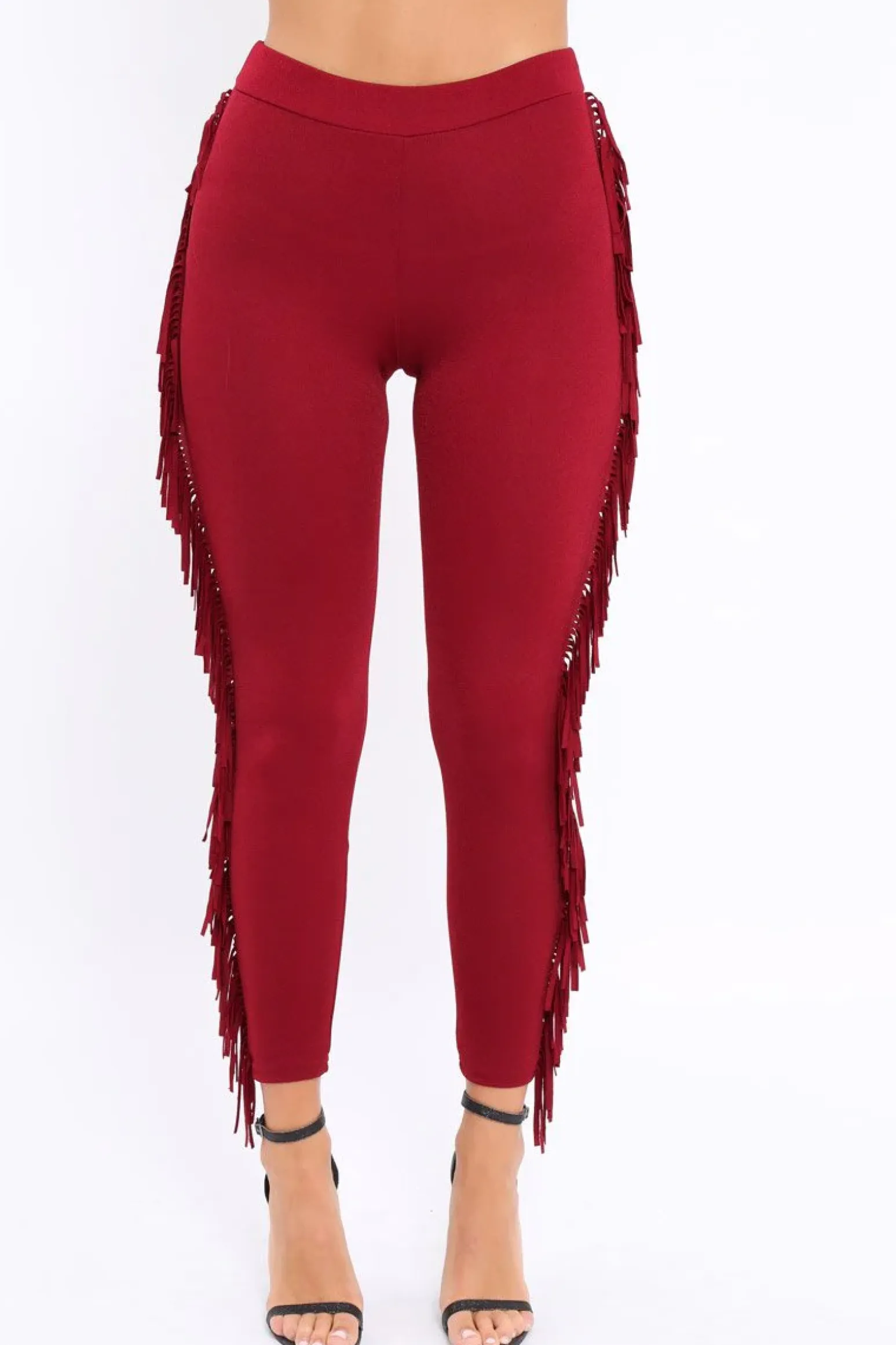 Rebellious Fashion Wine Fringe Leggings - Rosaleen