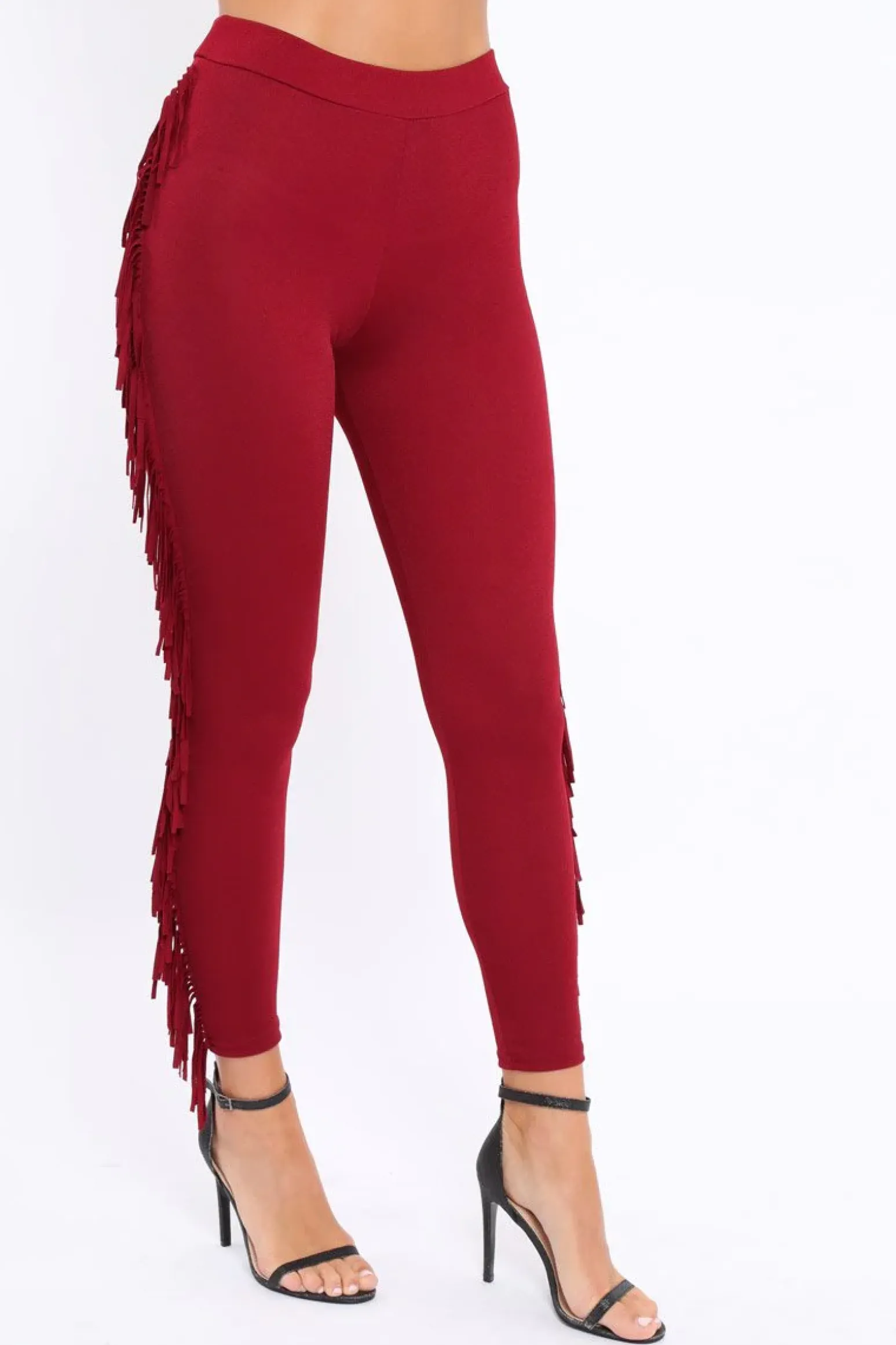 Rebellious Fashion Wine Fringe Leggings - Rosaleen