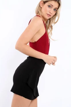 Rebellious Fashion Wine Front Harness Bodysuit - Neema