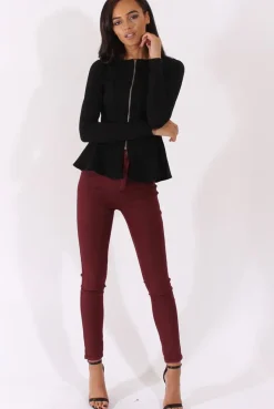 Rebellious Fashion Wine High Waisted Skinny Jeans - Riley